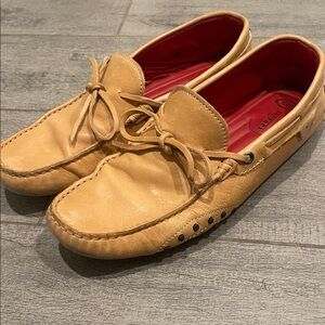 Tod's Tan Leather Loafers with Red Interior Ferrari colllaboration